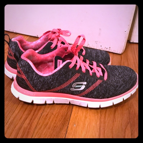 pink and black skechers